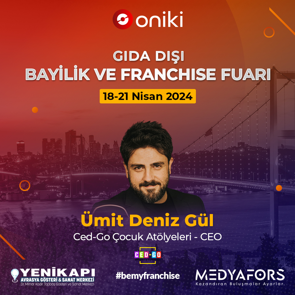 @oniki_net & @medyafors iş birliğinde gerçekleşecek olan Be My Franchise Fuarı’nda @Cedgoatolye CEO Ümit Deniz Gül konuşmacılarımız arasında yer alacak 🤩 #franchise #bayilik #bayimolurmusun #bemyfranchise #yatırımcı #girişimci #bayi #toplantı #yapayzeka #ai #etkinlik #oniki