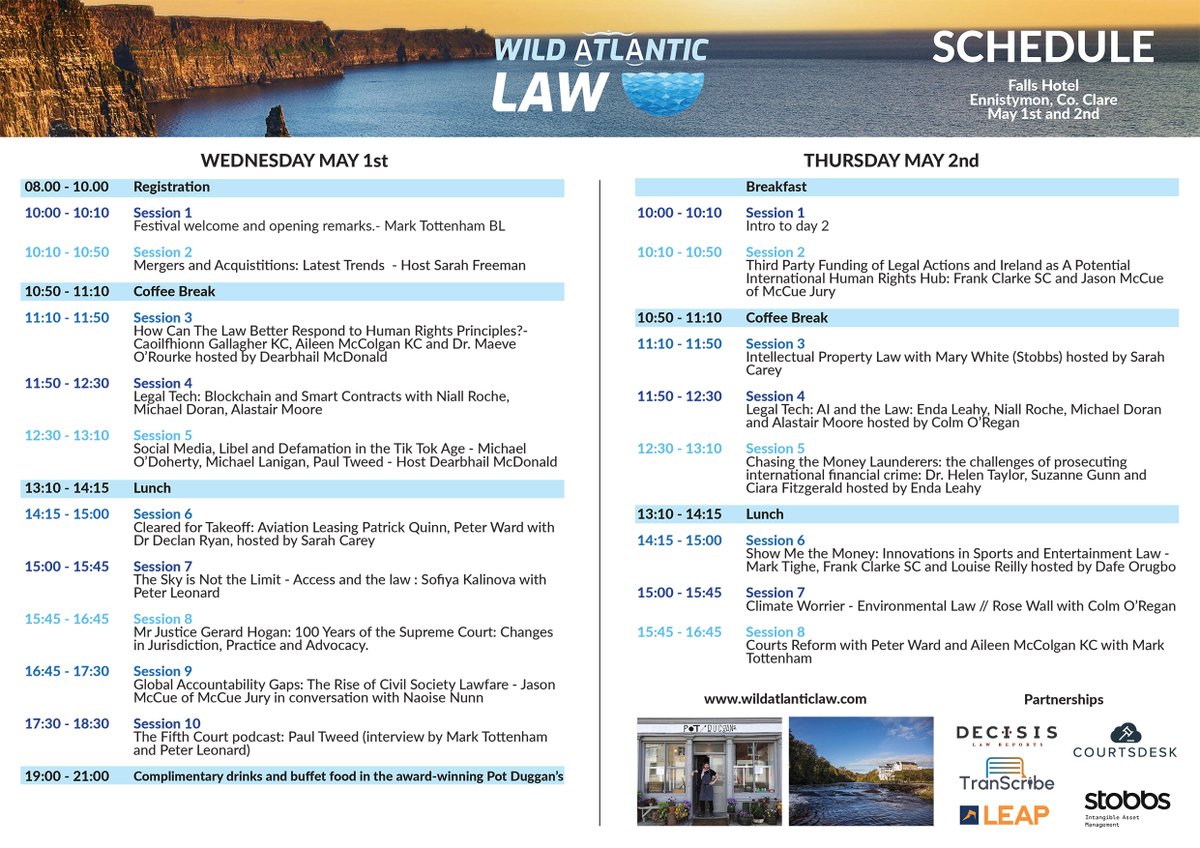 Wild Atlantic Law Festival (@wildatlanticlaw) on Twitter photo We're delighted to share our full programme for the inaugural Wild Atlantic Law festival of legal ideas which takes place May 1&2 <a href="/Fallshotel/">Falls Hotel & Spa</a> Ennistymon. Book now at wildatlanticlaw.com We're delighted to share our full programme for the inaugural Wild Atlantic Law festival of legal ideas which takes place May 1&2 <a href="/Fallshotel/">Falls Hotel & Spa</a> Ennistymon. Book now at wildatlanticlaw.com