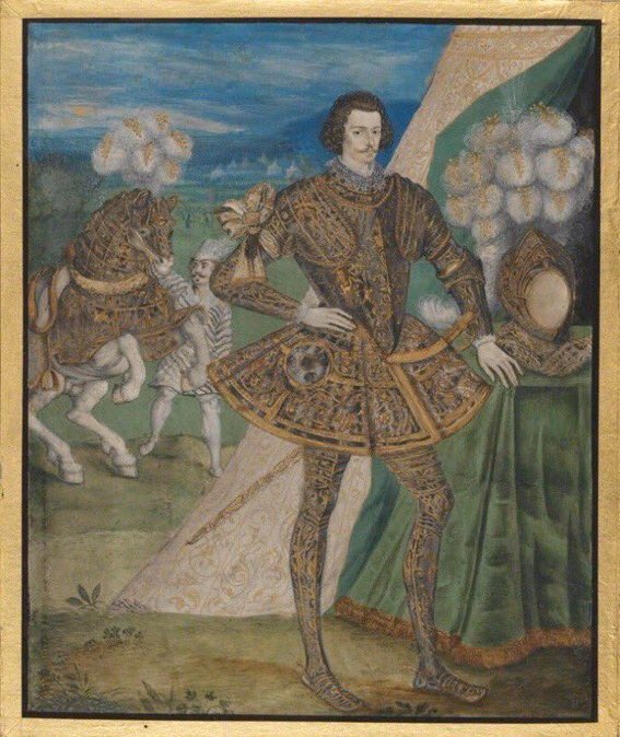 jdmccafferty's tweet image. 3 Apr 1589: Robert Devereux 2nd Earl of #Essex secretly leaves #London for #Falmouth #otd to join Drake's counter-Armada #otd (NPG)
