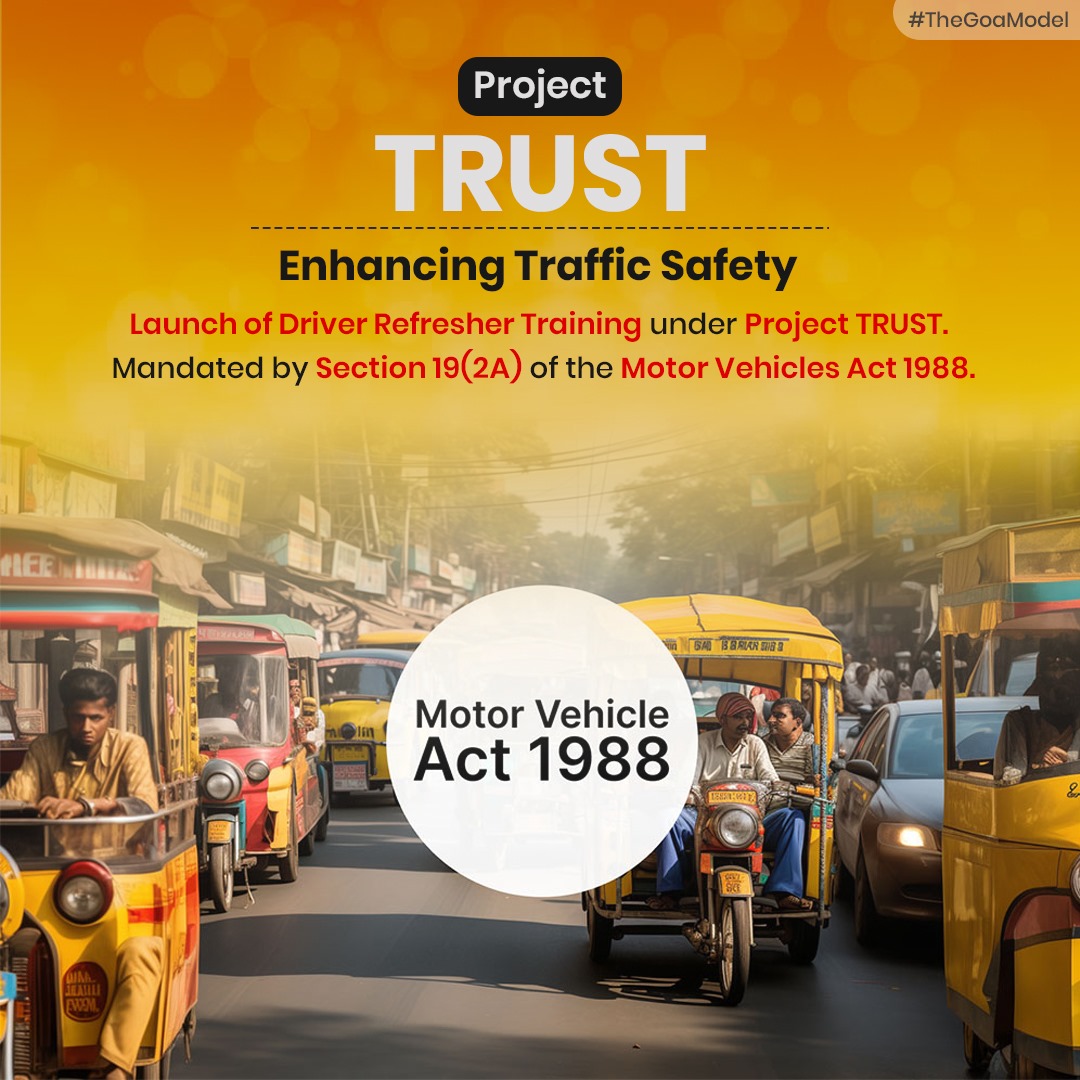 The_GoaModel's tweet photo. April 2nd marked the launch of Project TRUST by Goa Traffic Police and Department of Transport. The initiative, inaugurated by esteemed dignitaries, aims to enhance traffic awareness through Driver Refresher Training. #ProjectTRUST #RoadSafety #TheGoaModel
 #GoaTrafficPolice https://t.co/F2pDAtyaMF