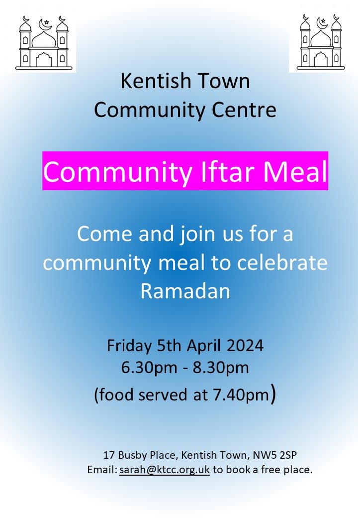 We are celebrating #Ramadan on Friday with a very special Iftar meal. Email sarah@ktcc.org.uk to book a place.