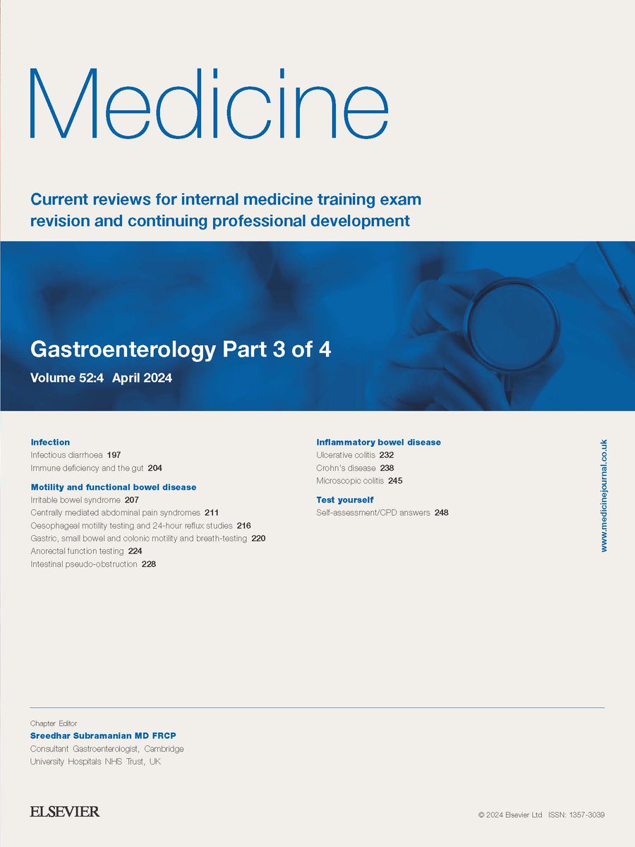 The April edition of Medicine is available online focusing on Gastroenterology medicinejournal.co.uk/current #MRCP #MedEd #Gastroenterology @AlbertF001