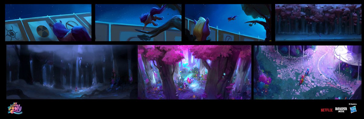 Concept art of Bridlewood Forest for the My Little Pony: A New Generation movie, drawn by Alvaro Ramirez. (2020)