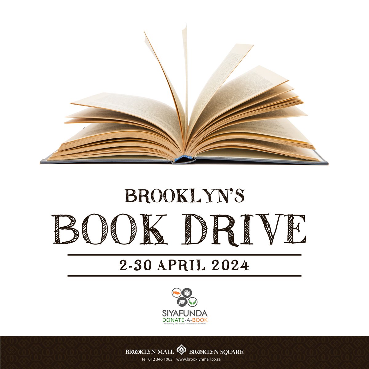 Brooklyn_Mall's tweet photo. Join us this April for a special cause close to our hearts – our annual book drive! We're thrilled to partner with @Siyafunda, @ExclusiveBooks, @BargainBooksSA, @CUMBooks and the Tshwane Library to bring the joy of reading. #BrooklynsBookDrive #literacy https://t.co/BDmYIbTA9N