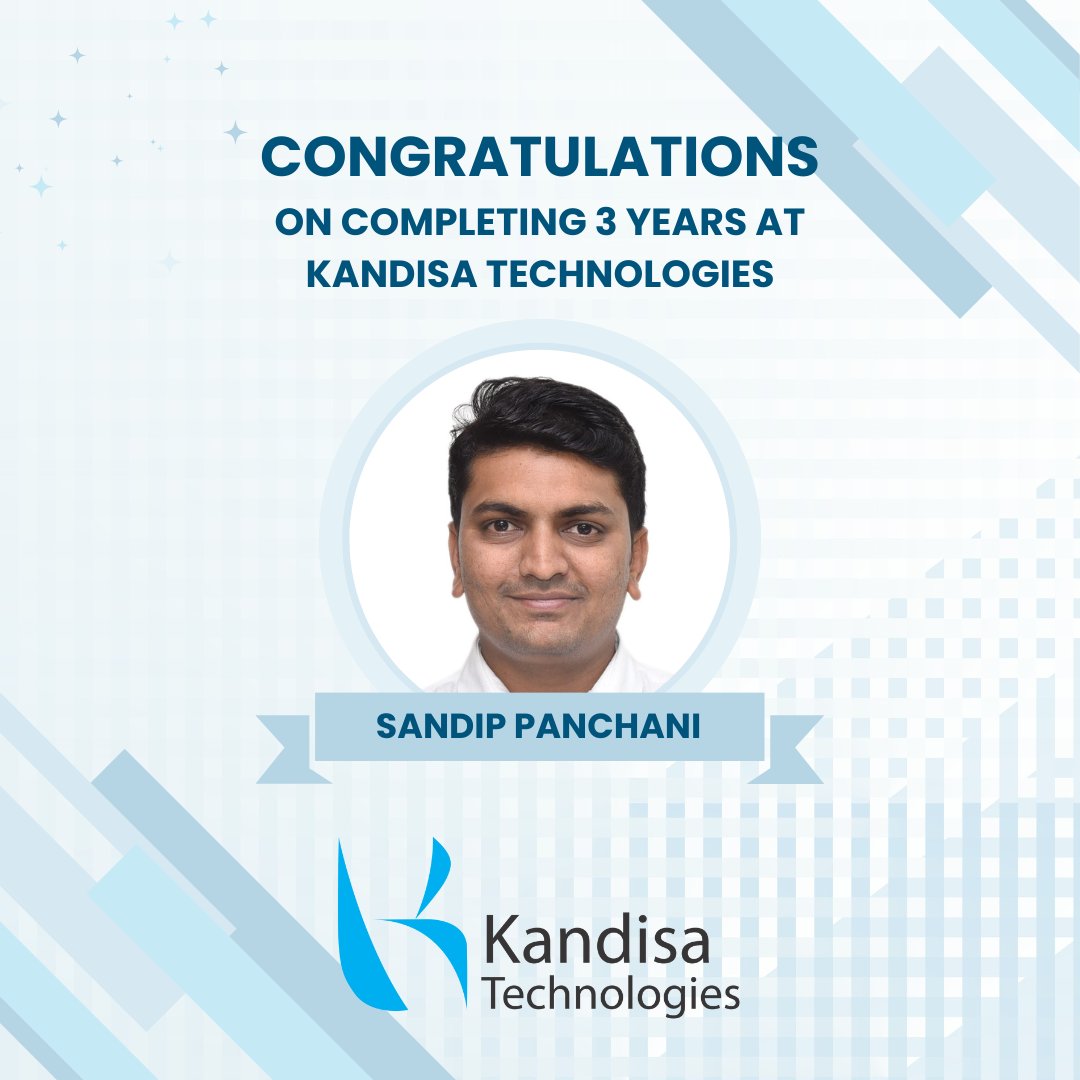 kandisaTech's tweet photo. Congratulations @SandipPanchani on reaching a significant work anniversary milestone! 🥳

We are immensely proud to have you in the team. Thank you for your outstanding work and for being an integral part of Kandisa Technologies journey. https://t.co/lxOlj0FWSN