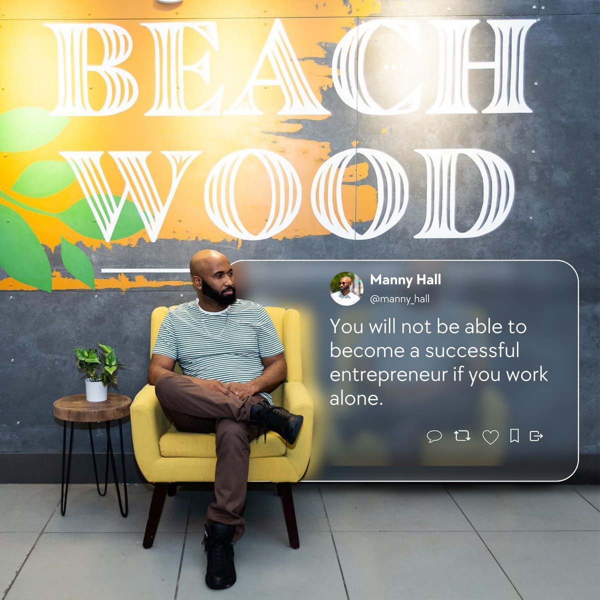 ItsMannyHall's tweet photo. Success in entrepreneurship isn't a solo journey. Collaboration and support are essential ingredients for triumph. Aspiring entrepreneurs thrive when surrounded by a network of mentors, peers, and collaborators. 
Remember, success is a team effort, not a solitary pursuit. https://t.co/v6v9T6bwR9