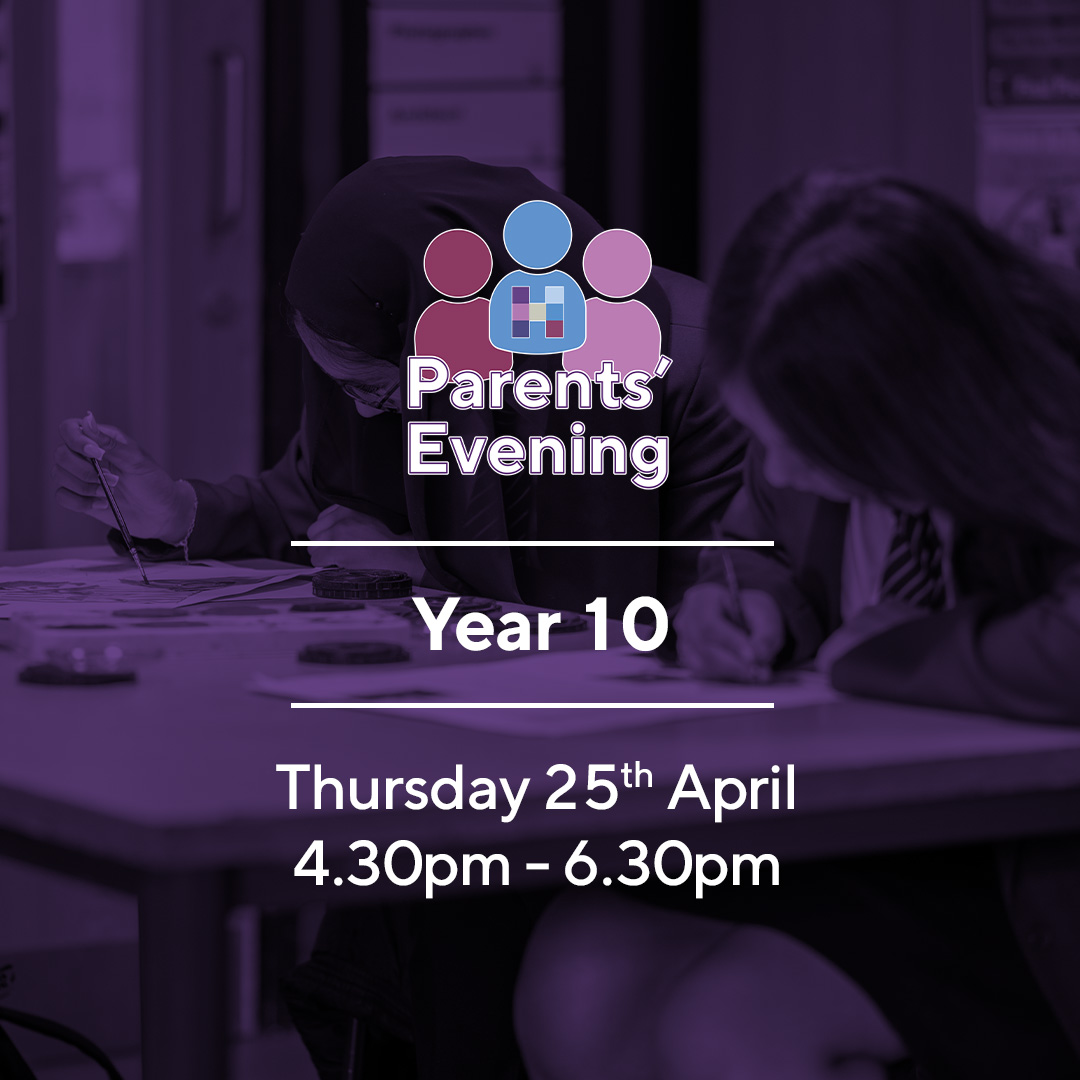 Year 10 Parents' Evening will be taking place on Thursday 25th April. This year appointments need to be booked online using the link sent via email. The booking system will go live on Monday 15th April, please book your appointments as soon as possible to avoid disappointment.