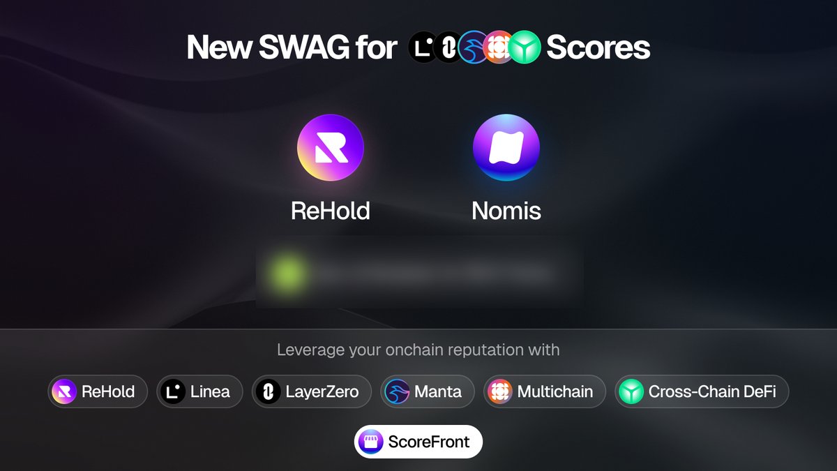 0xNomis's tweet photo. 2/ Teaming up with @rehold_io once again for exhilarating campaign, presenting you the opportunity to earn 1,000 $REDY and 50 Nomis points! And there's something even more π€«
Super exciting offer is coming on the #ScoreFront π¬ https://t.co/l64da48rCE