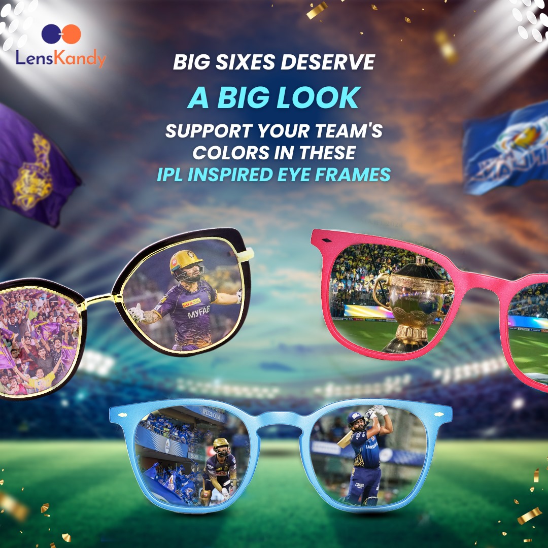 Lenskandy's tweet photo. Cricket fever?  We've got the shades to match your passion!  Rep your favorite IPL team in style with Lenskandy's exclusive collection. It's a sixer for your eyes! 

https://t.co/Z5oPYojUgg

#CricketFanatics #lenskandy #sunglassesthatshine #spectacles#newcollections https://t.co/dTfX6QSBVX