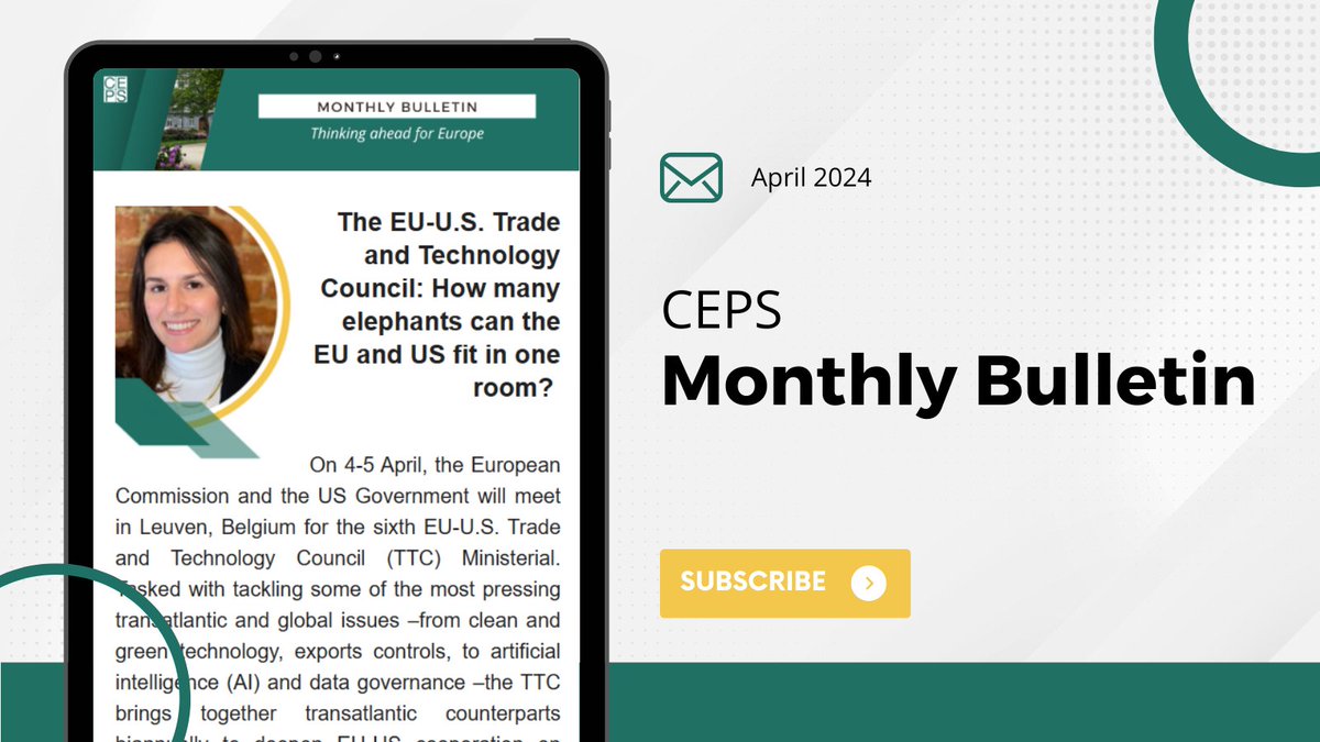 ✅Our monthly Bulletin for this April is out! Read about @camillecford's take on the upcoming  EU-U.S. Trade and Technology Council (TTC) Ministerial, and stay tuned for our news, events, & key publications! CHECK IT OUT: mailchi.mp/4c009b8b710d/c…