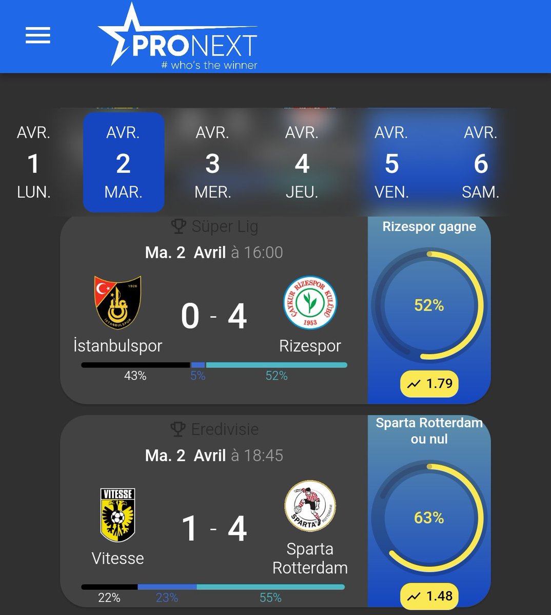 PronextApp's tweet photo. โฝ GROSSES CรTES VALIDรES HIER :
BTTS KFUM Oslo Ham-Kam 1.63 โ
BTTS #NOTFUL 1.73 โ
BTTS #BURWOL 1.63 โ
BTTS #fornec 1.63 โ
NEC Nijmegen ou nul 1.58 โ
WIN @CRizesporAS 1.89 โ
WIN @ALTAAWONFR 1.77 โ
#TeamParieur https://t.co/vPNDF1CSrR