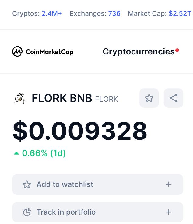 ✅ $FLORK Fast-Tracked CMC!

Don't forget to add $FLORK onto your watchlist! 🌟

👉 coinmarketcap.com/currencies/flo…