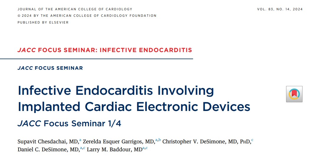 Publication Alert 'Using hypothetical clinical cases, this focus seminar highlights challenging aspects of CIED-IE, aiming to fill gaps and identify current limitations in our understanding of this syndrome.' @LBaddour1 @S_Chesdachai @JACCJournals bit.ly/3vEQ0Ff