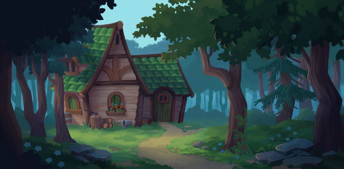 a cottage through the woods 🌿