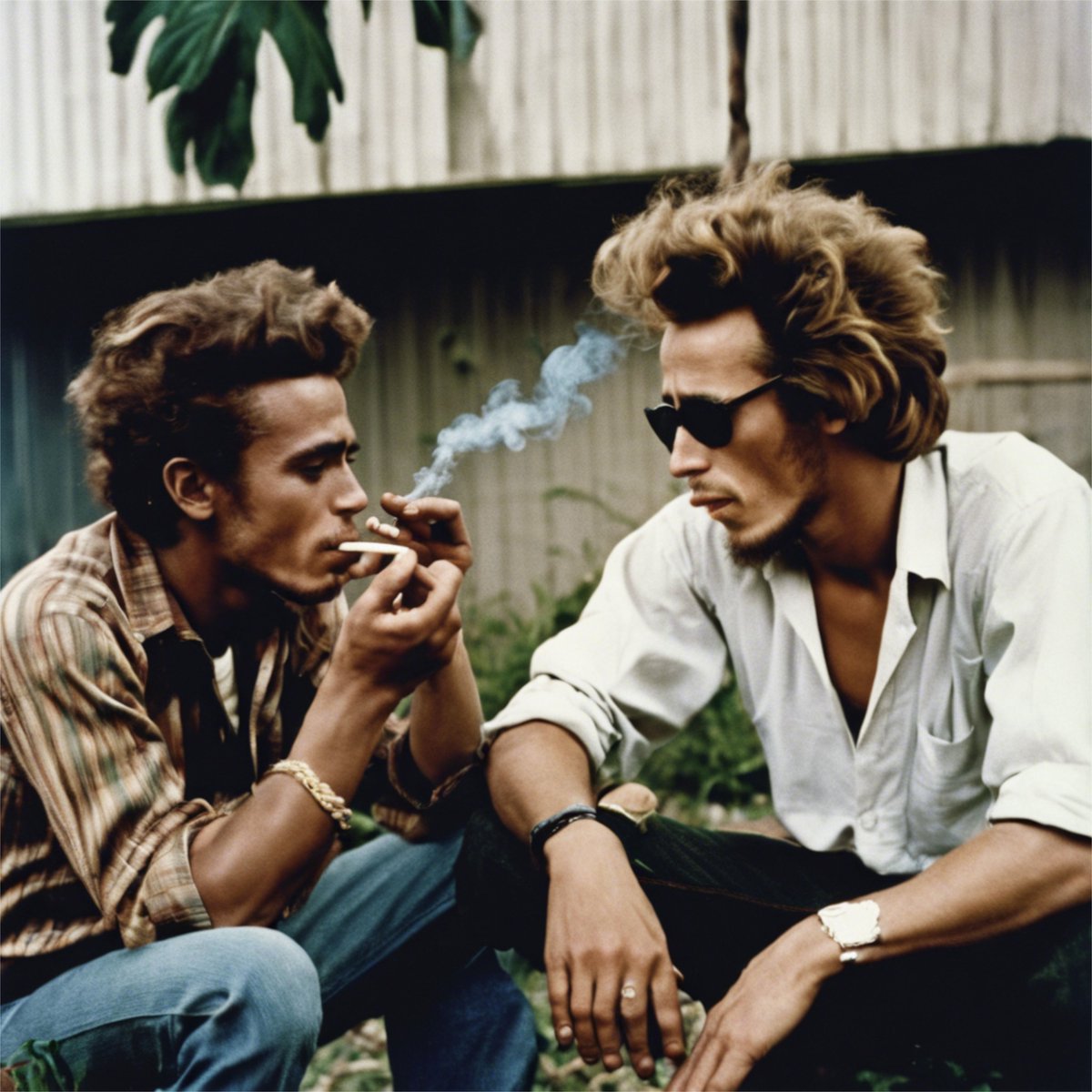 James Dean and Bob Marley, enveloped in a haze of smoke, sharing a moment of timeless rebellion and profound introspection fineartamerica.com/featured/james…