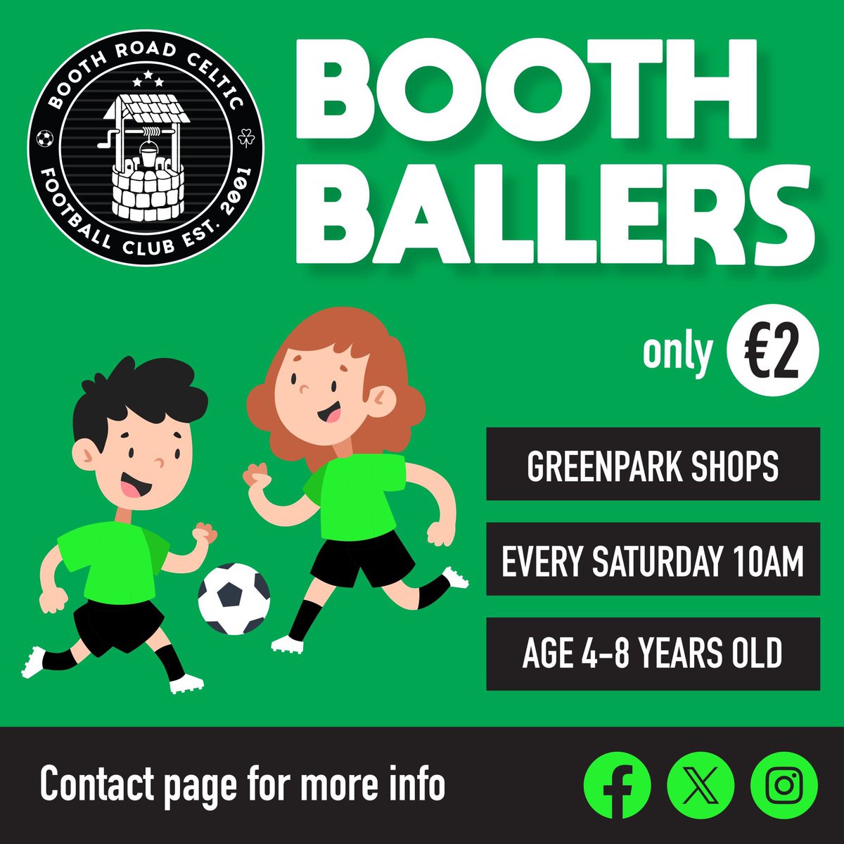 Pleased to say il be Head Coach of the Booth Road Academy- Booth Ballers ranging from ages 4-8 every Saturday at 10am anyone interested please DM myself or the <a href="/Booth_Road/">Booth Road Celtic FC</a> page any likes or retweet appreciated 💚💚☘️☘️