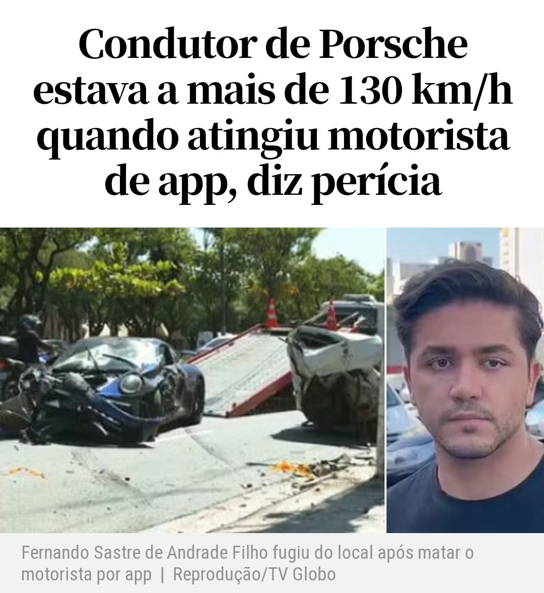 O assassino estava a +130 km/h numa via c/ limite de 50 km/h. Se isso não é usar o carro como ARMA, então não sei de mais nada. Se a polícia não fosse tão complacente c/ playboy rico, tbm teríamos o bafômetro - mas isso perdemos pois crimes de trânsito são naturalizados no Brasil