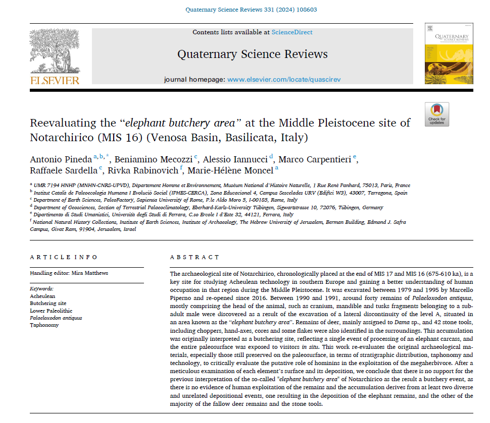 I am, glad to share our latest work about the Middle Pleistocene site of Notarchirico, published recently in Quaternary Science Reviews in the framework of the <a href="/LATEUROPE/">LATEUROPE</a> ERC project.