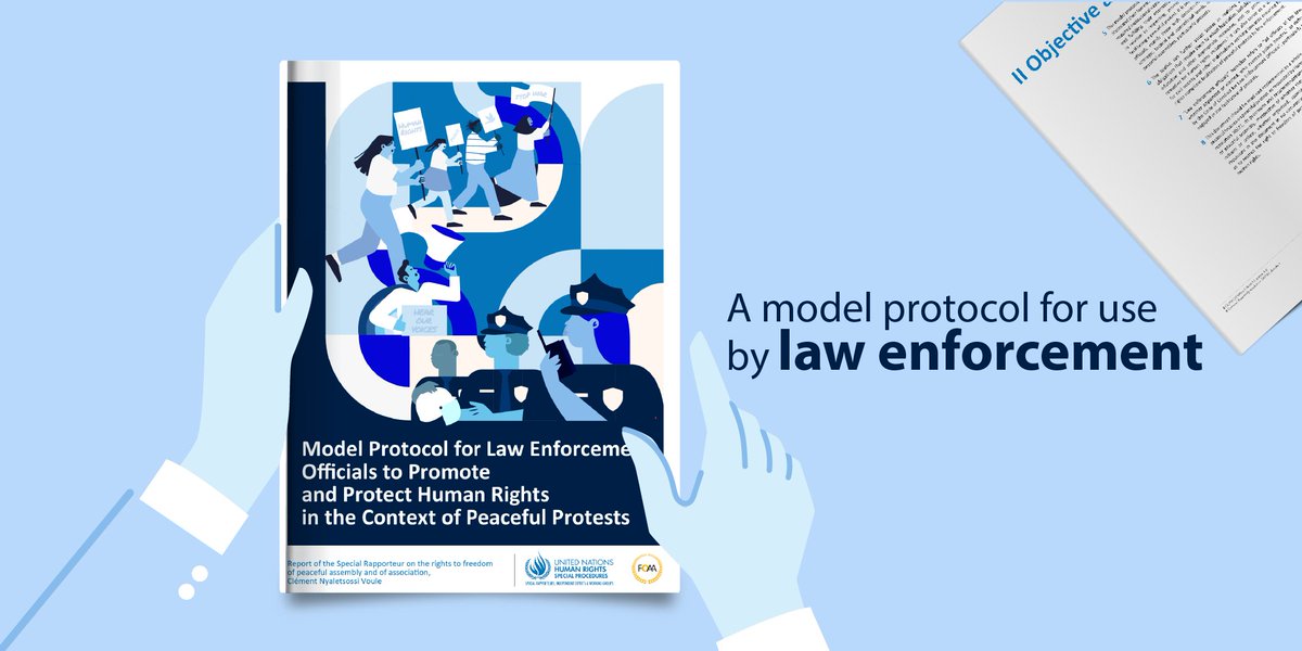 📢The Model Protocol, providing clear guidance on #LawEnforcement 's responsibilities during #protests is available in all UN languages. Consult & share it to help ensure protests are facilitated peacefully without use of force ▶️ bit.ly/3IpCXu2 #FacilitateProtests