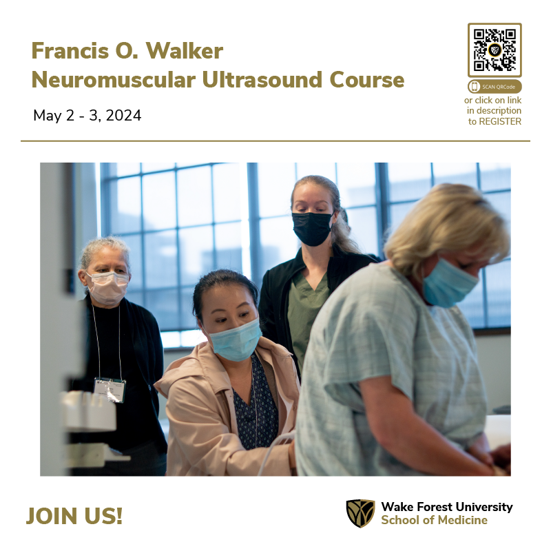 Watch out for our #Neuromuscular #Ultrasound #course coming up northwestahec.wakehealth.edu/courses-and-ev… --- @AtriumHealthWFB @UltrasoundWake @wakeforestmed #onlineclass #scanning #cometrainwiththebest #healthcareexcellence #healthcare #April #virtualdidactics