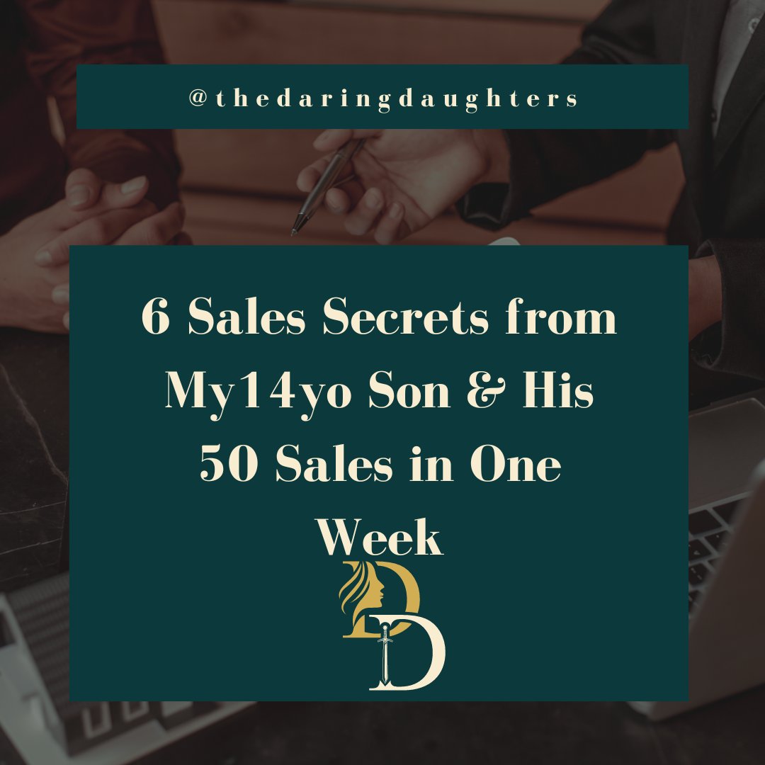 On the podcast today, how my son made 50 sales in one week. He did 6 critical things that helped him succeed. I'm going to apply them to my startup. thedaringdaughters.com/blog