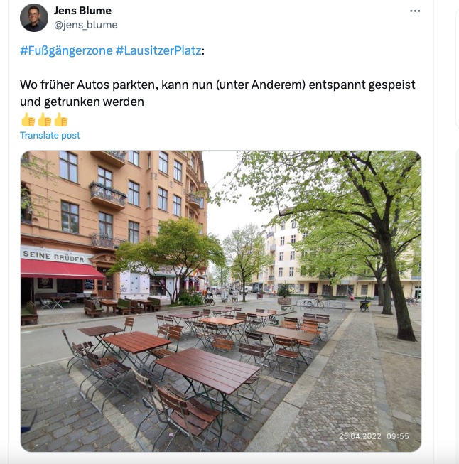 #Grüne jubeln über mehr #Touristen am #LausitzerPlatz direkt vor den Fenstern der #Anwohner #autofrei #Xhain #Verkehrswende #Kreuzberg #Poller #JensBlume #Fußgängerzone #Lausitzer Platz