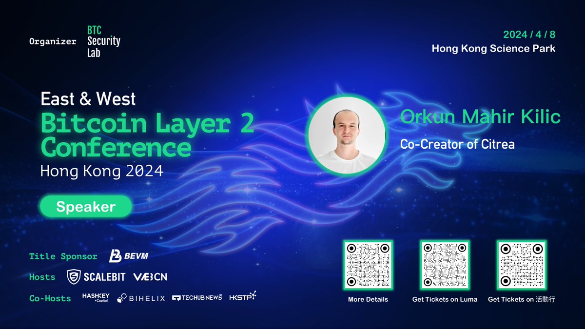 🗣️Speaker Alert! Orkun Mahir Kilic, Co-Creator of @citrea_xyz, will be our esteemed speaker to share enlightening insights on #BitcoinLayer2. Join us to delve deeper into his profound perspectives at the #BitcoinLayer2Conference.

🌟#Citrea, incubated by Chainway Labs