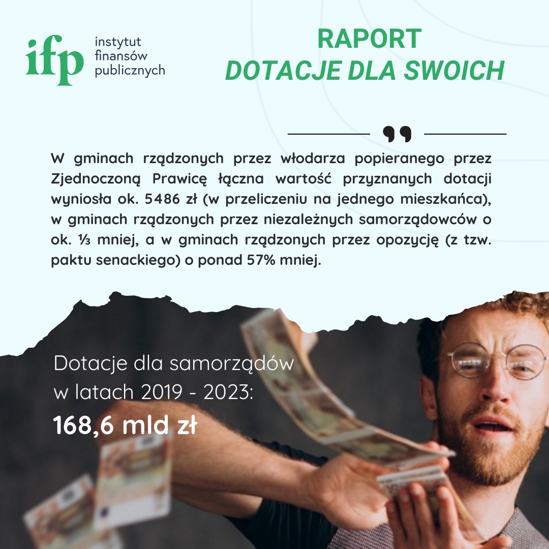 IFP_OrgPL's tweet photo. Już jest❗️
Pierwsza kompleksowa analiza ponad 40 000 dotacji przyznanych samorządom w ramach dotacji rządowych w latach 2019 - 2023. @l_olejnik i Marcin Grygo udowadniają: miliardy rozdzielono według politycznych preferencji.
Całość na naszej stronie już dostępna 👇 https://t.co/i94QdjgRUX