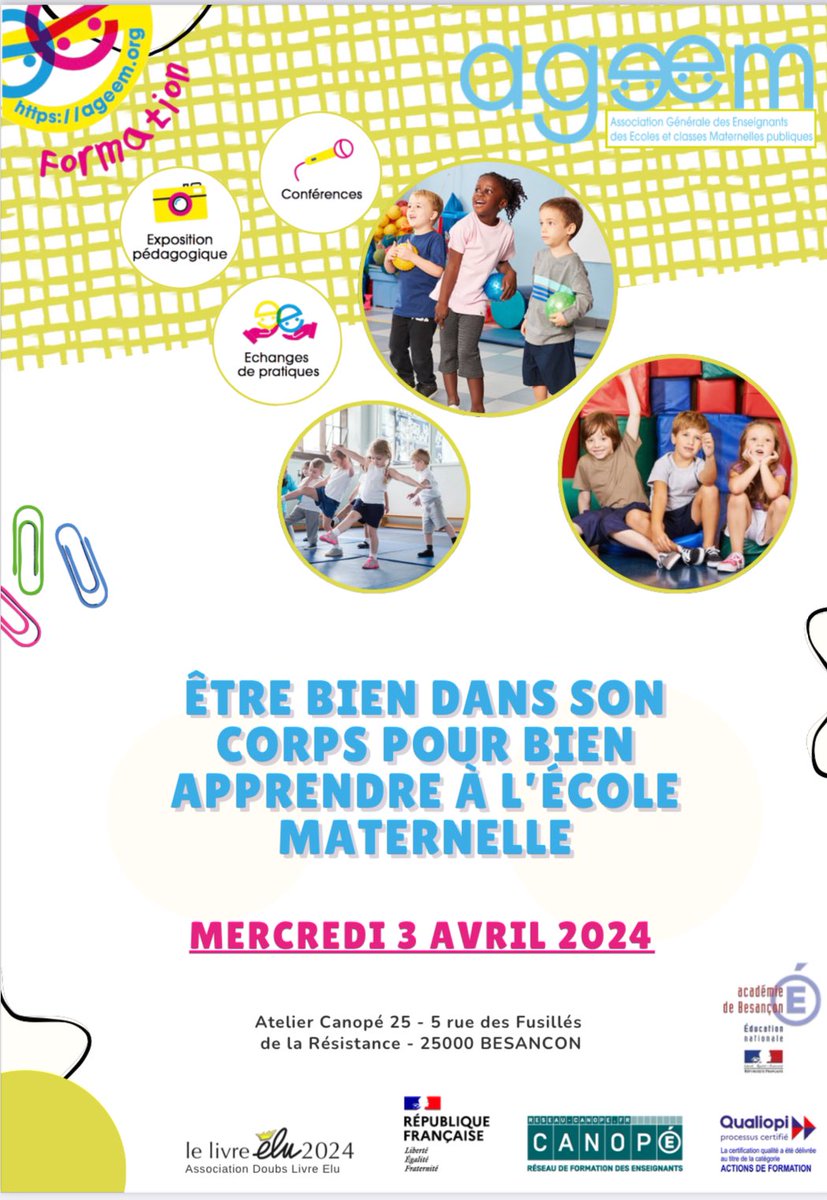 ageem2501's tweet photo. Une quarantaine d'enseignants, conseillers pédagogiques pour la Journée académique de formation proposée par les sections de l'AGEEM de l’académie de BESANÇON. « Être bien dans son corps pour bien apprendre à l’école maternelle »
@Canope_25 @LivreElu_fc
@AGEEM_National https://t.co/DlfJl6SdSD