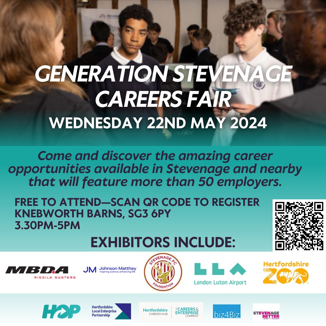 #GenerationStevenage is taking place on Wed, 22 MAY 2024 3.30PM-5PM, book your place today! Find out what it is like to work for a wide range of local employers and learn more about career path options available. Register for FREE 👉rb.gy/zafodu @StevenageBC @biz4biz