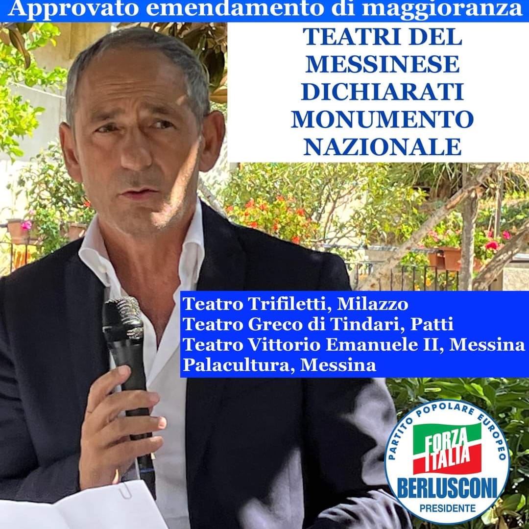 🇮🇹 🎭Con la legge approvata oggi alcuni Teatri della provincia di Messina diventeranno monumenti nazionali con tutte le positive conseguenze.