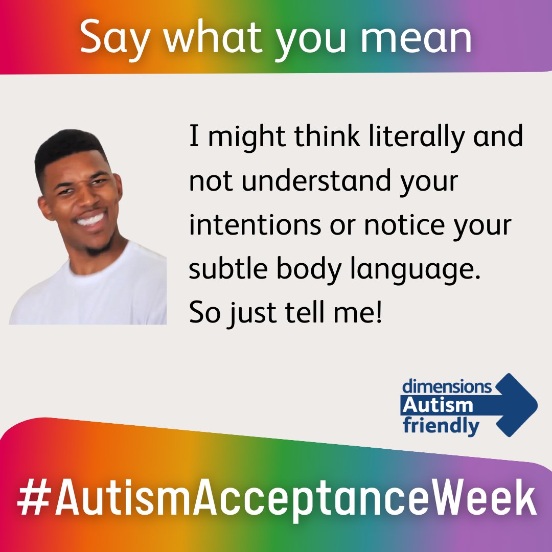 #Autistic people often communicate well together because we say what we mean.  Our thoughts might be busy with the environment around us or the topic so saying what you mean reduces the complexities of conversation. Remember 'say' doesn't just mean speech. #AutismAcceptanceWeek