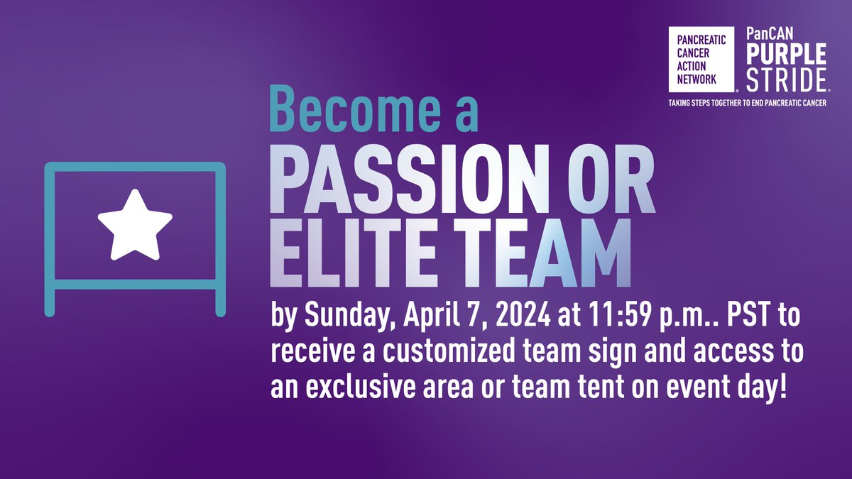 #PanCANPurpleStride Houston Passion and Elite Team deadline is quickly approaching! Stride on over to purplestride.org/houston to start fundraising today!