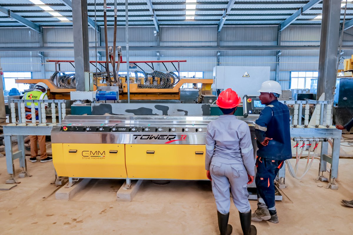 Thru @Rwandaindustry's #OPENCALLSPROGRAM,East African Granite Ind. acquired two heavy automated machines namely automated Bridge Saw/Cutter that cuts stones into tiles of different shapes&sizes and an Edge polishing Machine used in finishing adding more beauty to the shaped tiles
