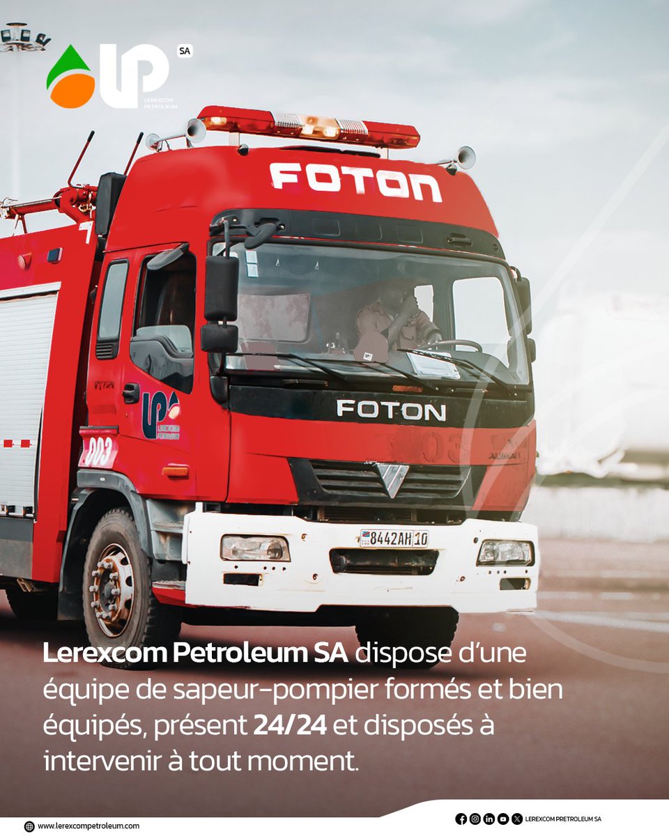 LerexcomP's tweet photo. Lerexcom Petroleum SA dispose d’une équipe de sapeur-pompier formés et bien équipés, présent 24/24 et disposés à intervenir à tout moment.
#HSSE #SECURITEDESINSTALLATIONS
#Lerexcompetroleumsa https://t.co/AxUa8cluQ9