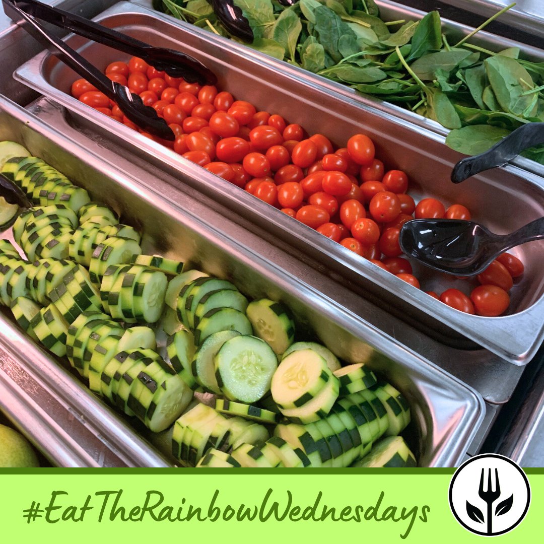 Build a delicious salad with these cute Cucumber Slices, Grape Tomatoes, and Fresh Baby Spinach at our elementary schools today! #EatTheRainbowWednesdays #SchoolLunch #NoKidHungry  📸: @KerrydaleEs