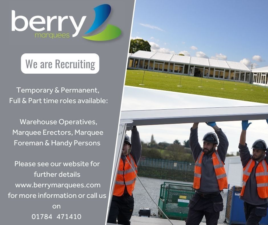 berrymarquees's tweet photo. We're recruiting dynamic individuals to join our team as Warehouse staff, Marquee Erectors, Marquee Foremen, and handy people.

If you're ready to embark on an exciting career journey and be part of creating unforgettable experiences, apply now to join our team! 

#NewCareer https://t.co/P0EIffJgkx
