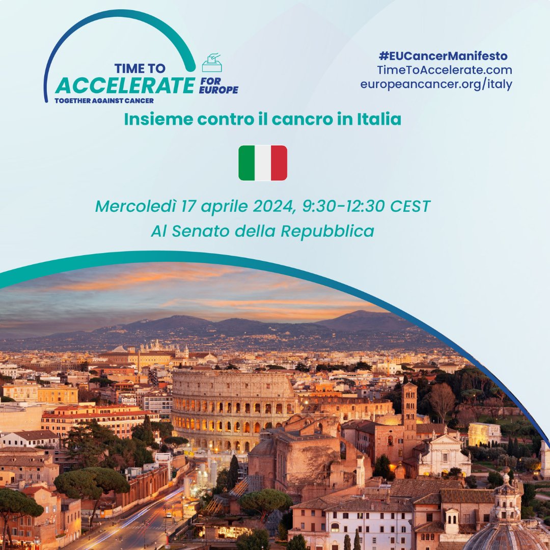 IT: Il 17 aprile saremo a Roma presso il Senato italiano per condividere le migliori pratiche nella diagnosi precoce del cancro e offrire spunti per strategie di implementazione di successo a livello nazionale e regionale. 👉europeancancer.org/italy (3/4)