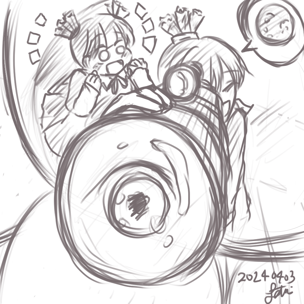 FaAmMoYuPro's tweet photo. 1時間らくがき。
お題：わくわく、望遠鏡、勝ちポーズ
1-hour doodle. Theme: 1. Excitement 2.Telescope 3. Victory pose. Characters: The twins Faiz and Faizah.  
 #AlamSahra #アラームサフロ #オリジナル #rkgk https://t.co/k2ha7XVLTO