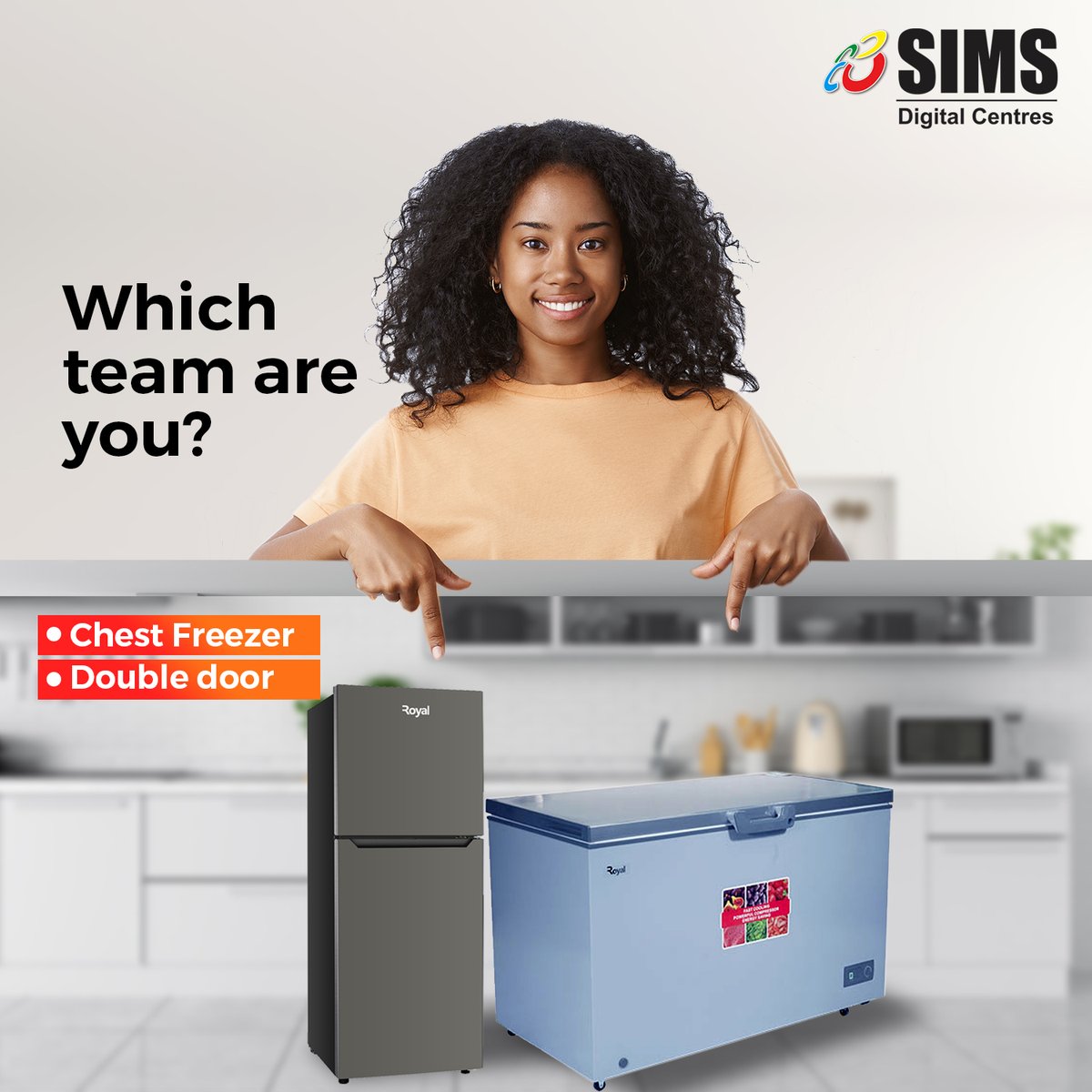 Tell us your allegiance: Chest freezer or Refrigerator? 

#SIMSNigeria #Refrigerator #ChestFreezer 
#Naira Dangote Zino 1 USD Rufai Abuja Lagos