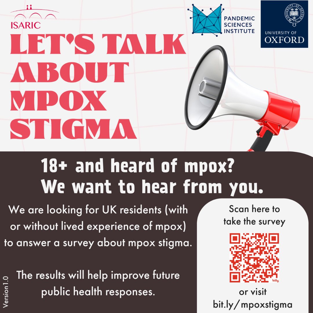 📢18+ residents of UK🇬🇧: Help us better understand public sentiment towards those affected by mpox, formerly known as #monkeypox. Participate in the anonymous survey about #mpox stigma➡️ bit.ly/mpoxstigma
#StigmaSurvey