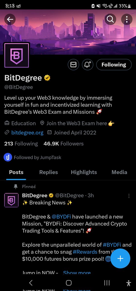 Im_Hayze's tweet photo. @BitDegree @JumpTask_app 0xDE7846c1941CB3769517e68D7C9Dec6Df3bAF750 https://t.co/RVxtv1flz7