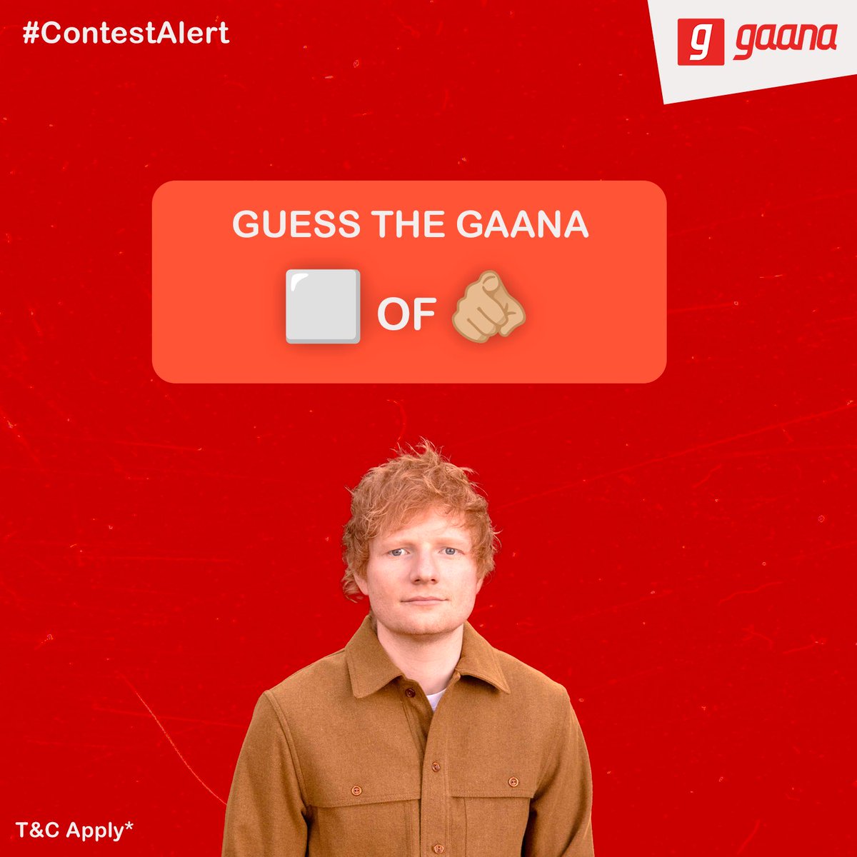 #ContestAlert Guess the correct Ed Sheeran songs via this Emoji challenge. 10 lucky winners will win exclusive Ed Sheeran merchandise. <T & C applied> What are you waiting for? Participate now! #Gaana #GiveawayAlert