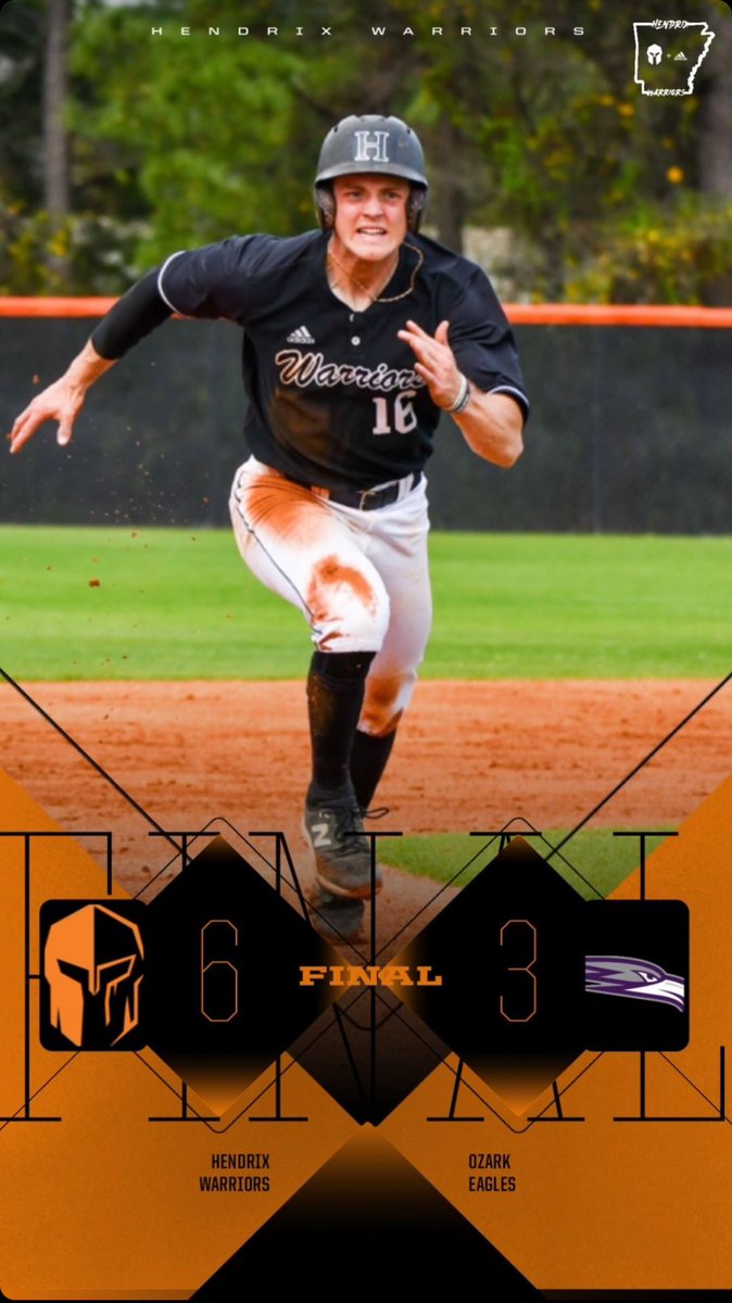 The Warriors defeat Ozarks last night with strong outings from Dylan Kalmus and Ryan Torres, solid defense and team offense. Hendrix will head to Alabama tomorrow to take on Birmingham Southern in a 3 game conference series starting Friday. #RollDrix