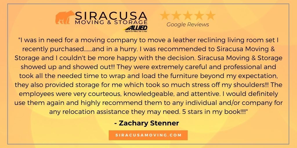 🎉🌟 Another 5-Star Google Review: Thank you for choosing to move with us!

Planning a move? Let's get started together: buff.ly/3GqscVH

#siracusamoving #movinghartford #effortlessmoving #awardwinningmovers #residentialmovers #commercialmovers #fullservicemovers