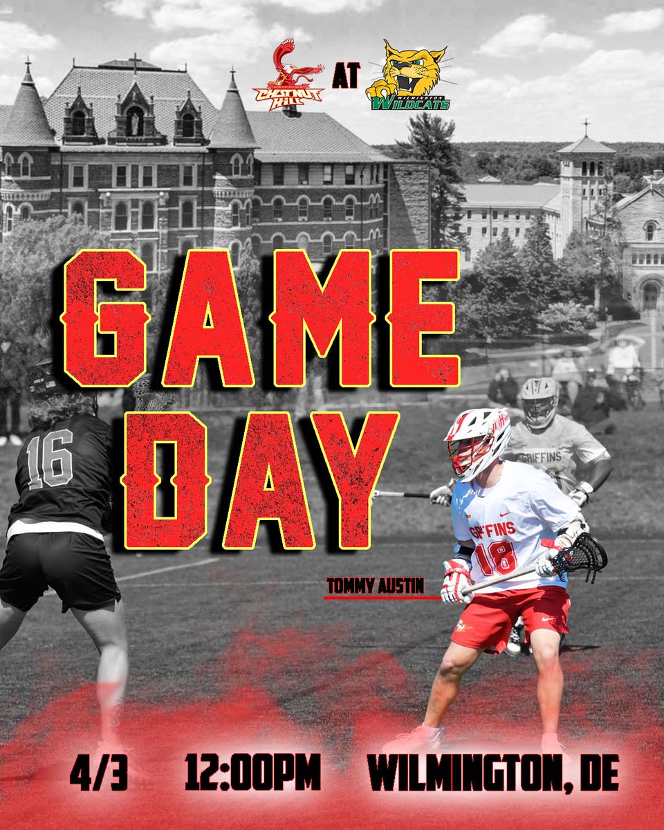 #GoGriffsLax vs. <a href="/LacrosseWilmu/">WilmU Men's Lax</a>
📍Newark, DE
🏟 Wilmington Sports Complex
🕑 12:00 pm
💻 CACCnetwork.com
📊 Griffinathletics.com