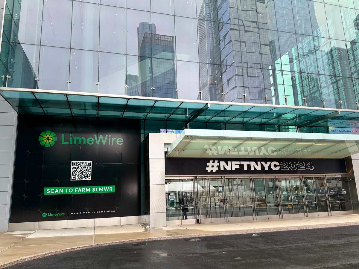 To kick off the launch of our $LMWR farming tool this week, there will be a huge <a href="/limewire/">LimeWire</a> billboard directly at the <a href="/NFT_NYC/">NFT.NYC</a> main entrance 🍋 🧑‍🌾

You can already get started at farm.lmwr.com 

#NFTNYC2024
