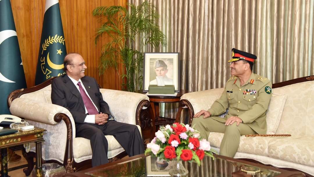 Chief of Army Staff (COAS), General Syed Asim Munir NI (M), called on President Asif Ali Zardari, at Aiwan-e-Sadr