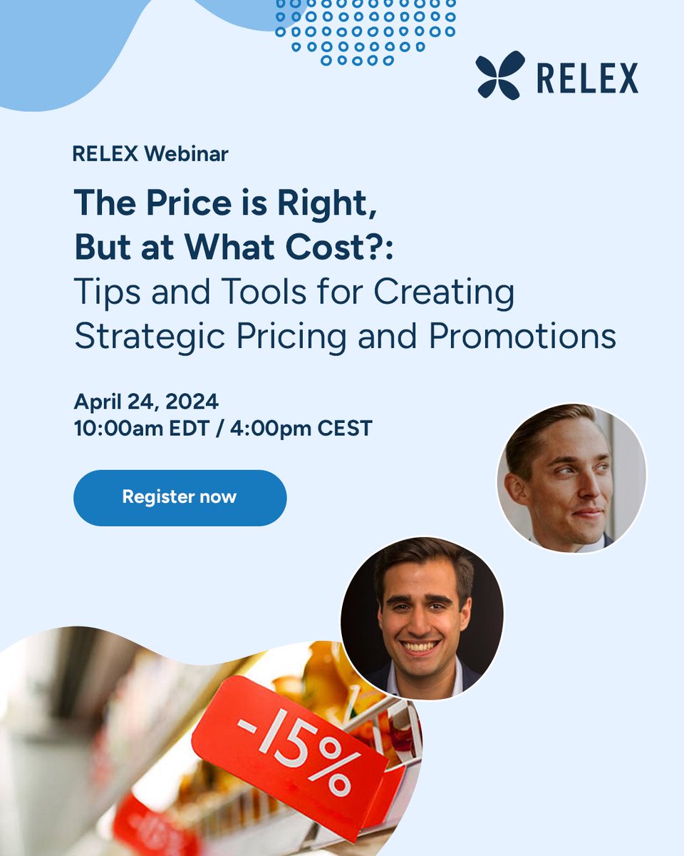 📈 Join our webinar on April 24, 10am EDT / 4pm CEST to learn how to navigate rising prices and promotion sensitivity. Stay profitable in a changing market. Register now: events.relexsolutions.com/thepriceisright