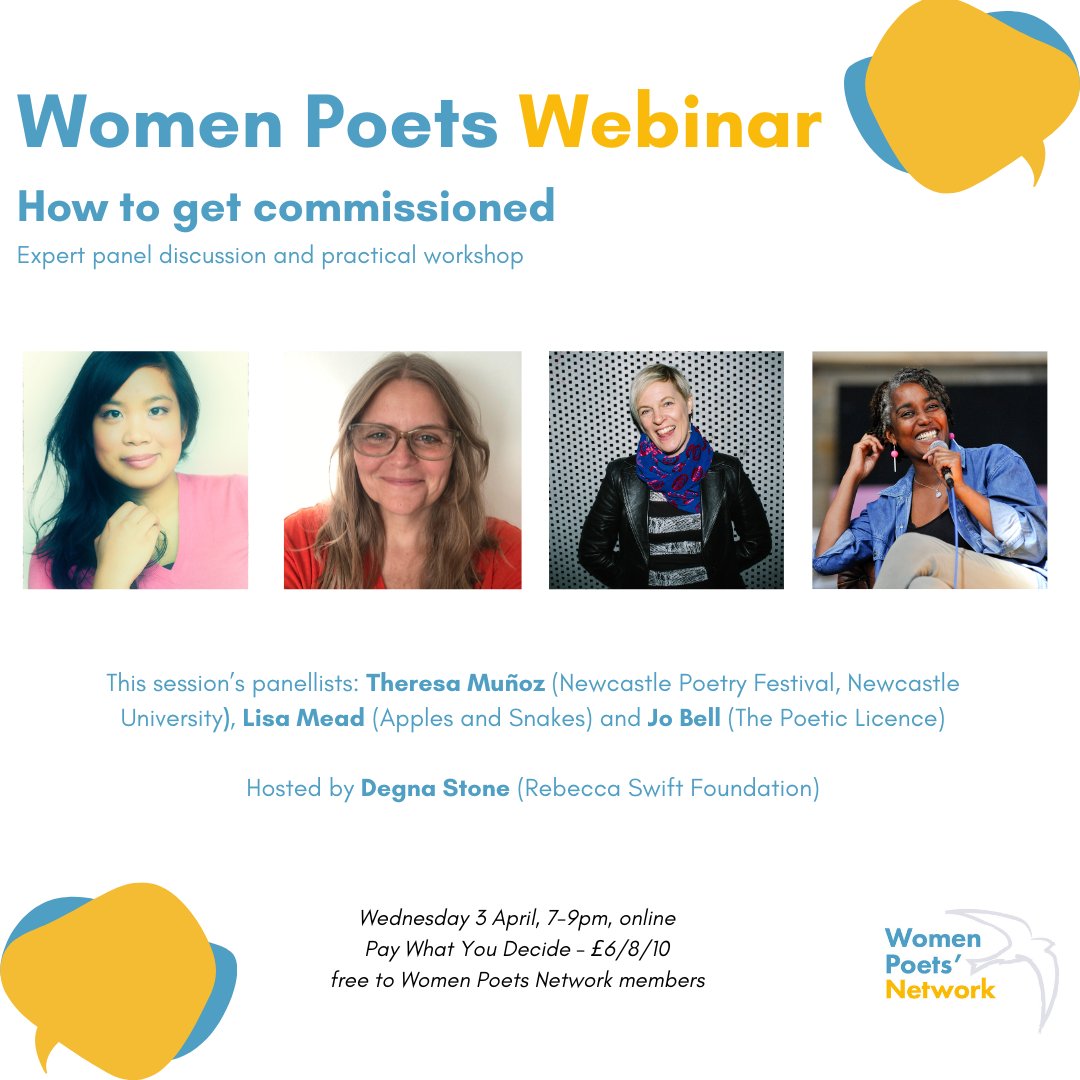 We're super excited for tonight's #WomenPoetsNetwork webinar on How to Get Commissioned. Tickets still available via Eventbrite, we start at 7! tinyurl.com/56hwcwtw